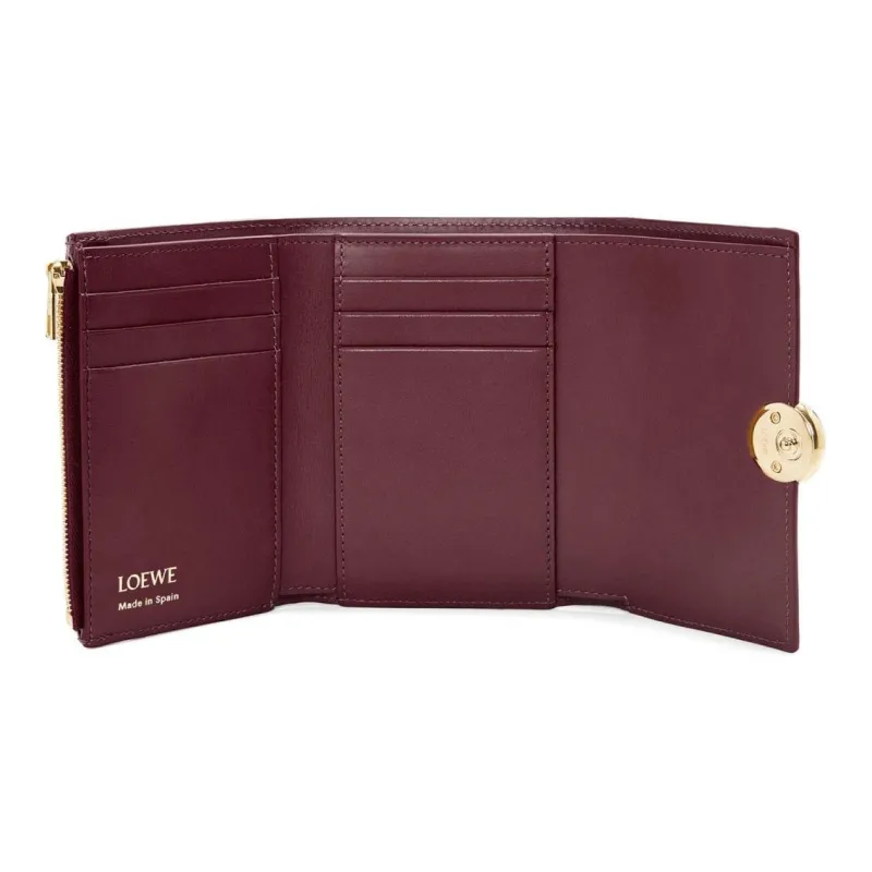 LOEWE Shiny Nappa Calfskin Wallet Small Size Women's Burgundy-3