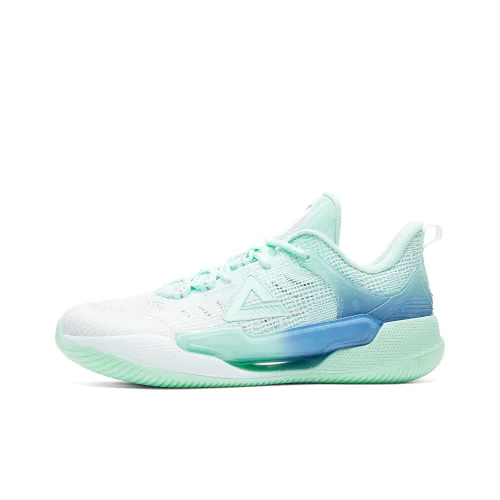 PEAK Basketball Shoes Men Low-Top Large White/Bright Green