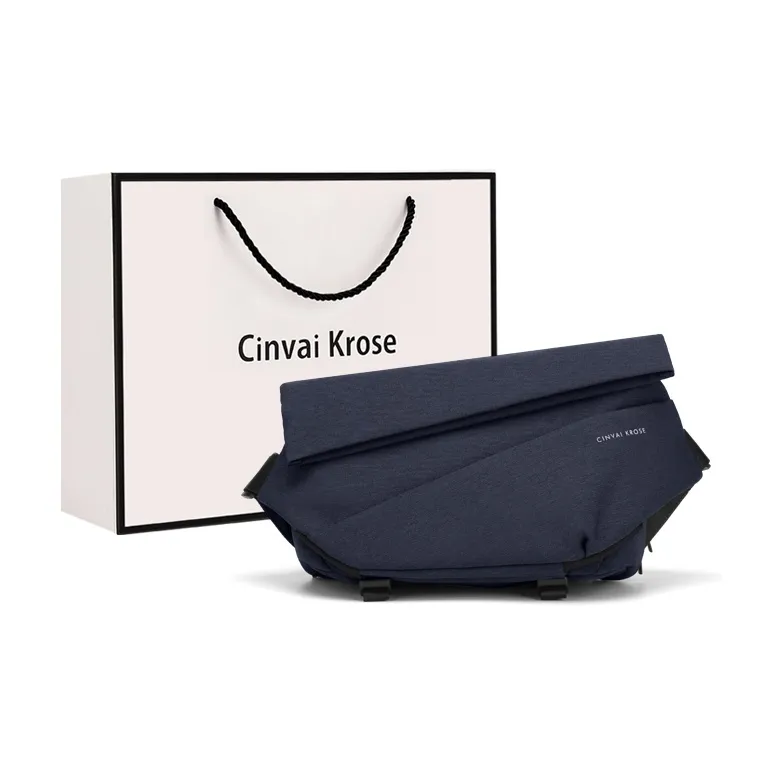 CinvaiKrose Nylon Fabric Shoulder Bag, Crossbody Bag, Sling Bag, Messenger Bag Medium Size Men's Denim Blue/Black/Gray-0