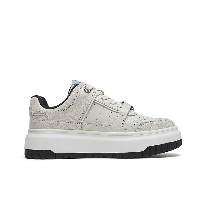 Suan Ba Hui Skateboard Shoes Women's Low Top Crackle White-1