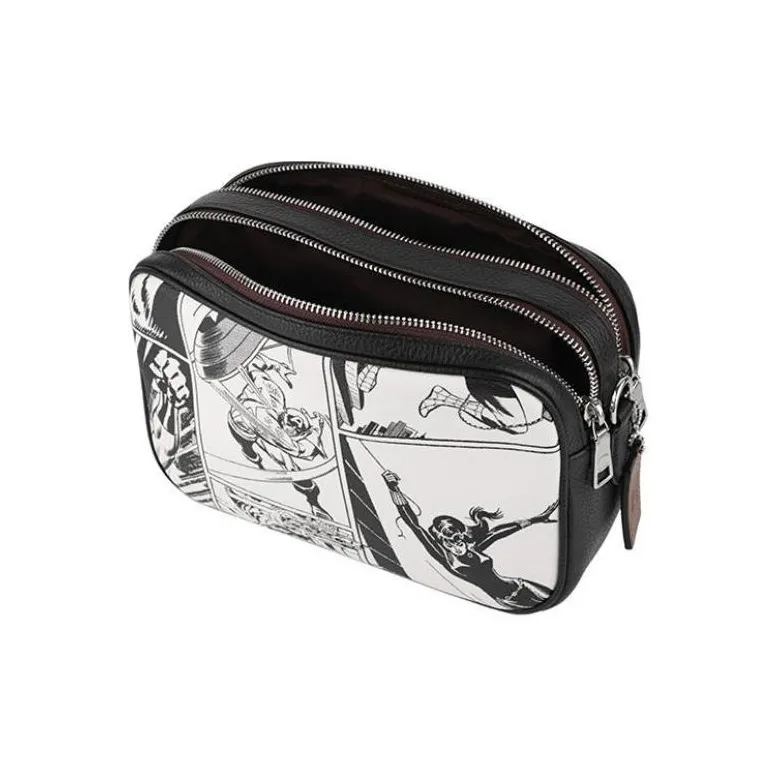 COACH Marvel Collaboration Jes Leather Camera Bags Crossbody Bags Shoulder Bags Women's Black White-4