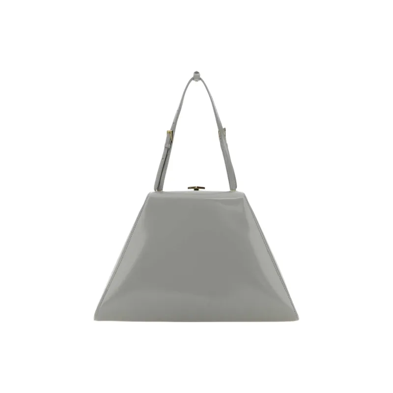 PRADA Leather Shoulder Bag Women's Light Gray-1