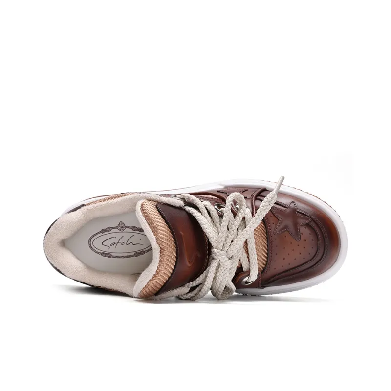 Satchi Skateboard Shoes Men Low Top Brown-3