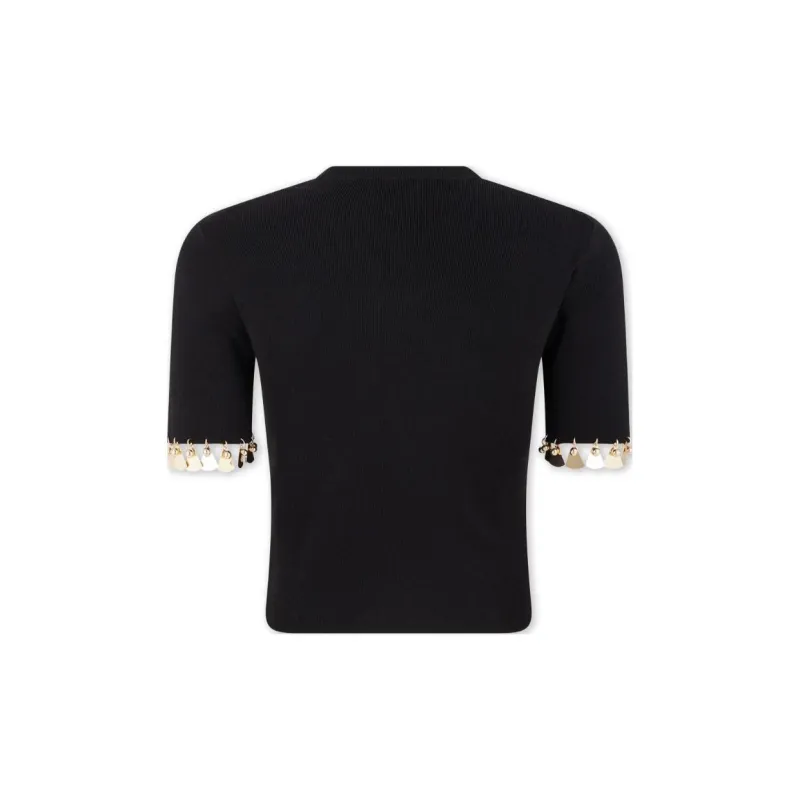 Paco Rabanne Charm-Trim Short Sleeved Cropped T-Shirt-1