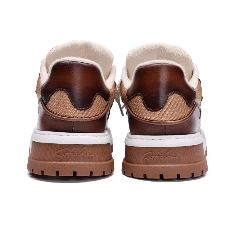 Satchi Skateboard Shoes Men Low Top Brown-4