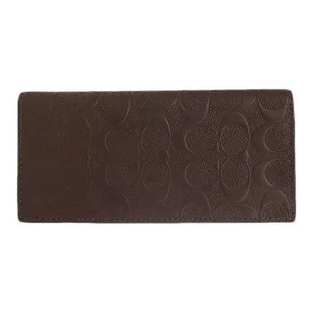 COACH Breast Pocket Cow Leather Wallet Women's Brown