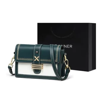 C°BANNER Cow Leather With Synthetic Leather Small Square Bag Shoulder Bag, Crossbody Bag Regular Women's Green