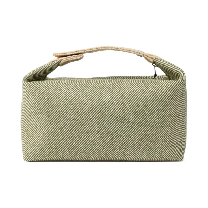 HERMES Bride a Brac Cotton Storage Bag, Toiletry Bag Large Size Unisex Forest Green-3