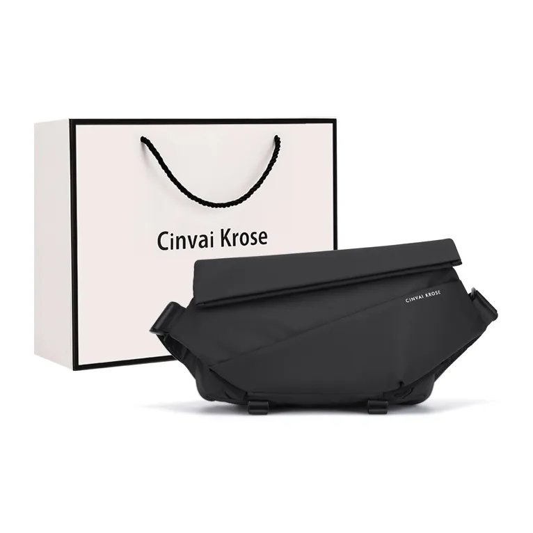 CinvaiKrose Nylon Fabric Shoulder Bag, Crossbody Bag, Sling Bag, Messenger Bag Medium Size Men's Denim Blue/Black/Gray-6