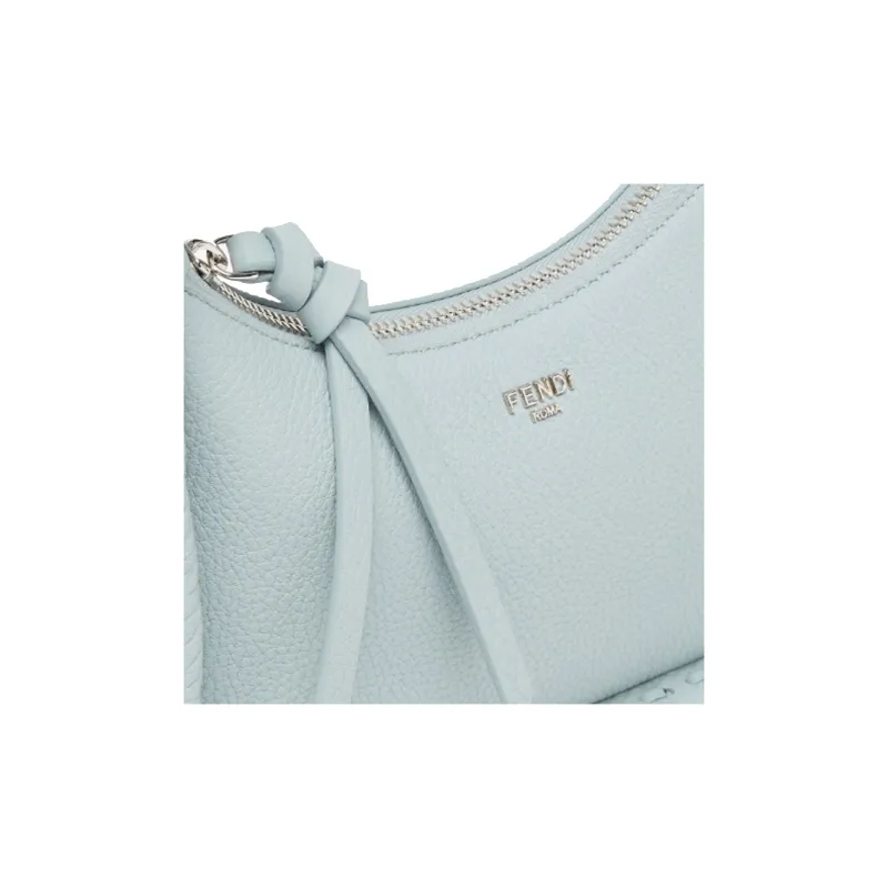 FENDI Calfskin Crescent Bag, Shoulder Bag, Handbag Mini Women's Light Blue-4