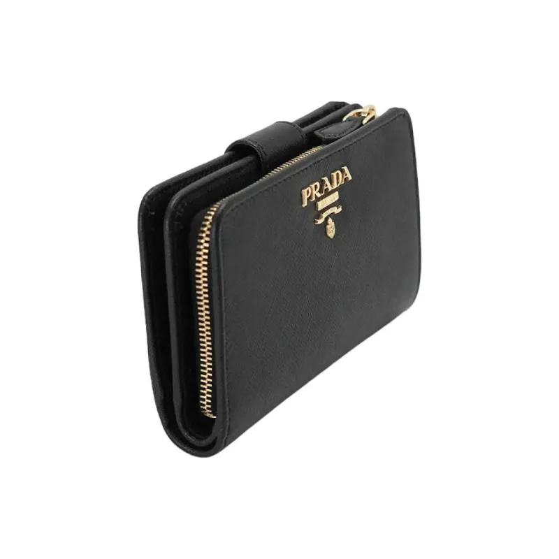 PRADA Leather Wallet Women's Black-2