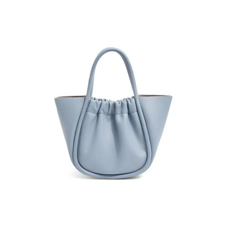 BELLE Cow Leather Tote Bag Shopping Bag Handbag Medium Size Women's Blue-2