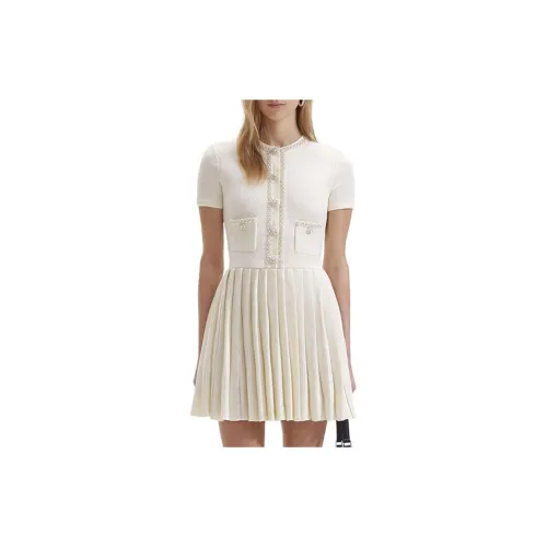 Self-portrait Short-Sleeved Dresses Women's Ivory White