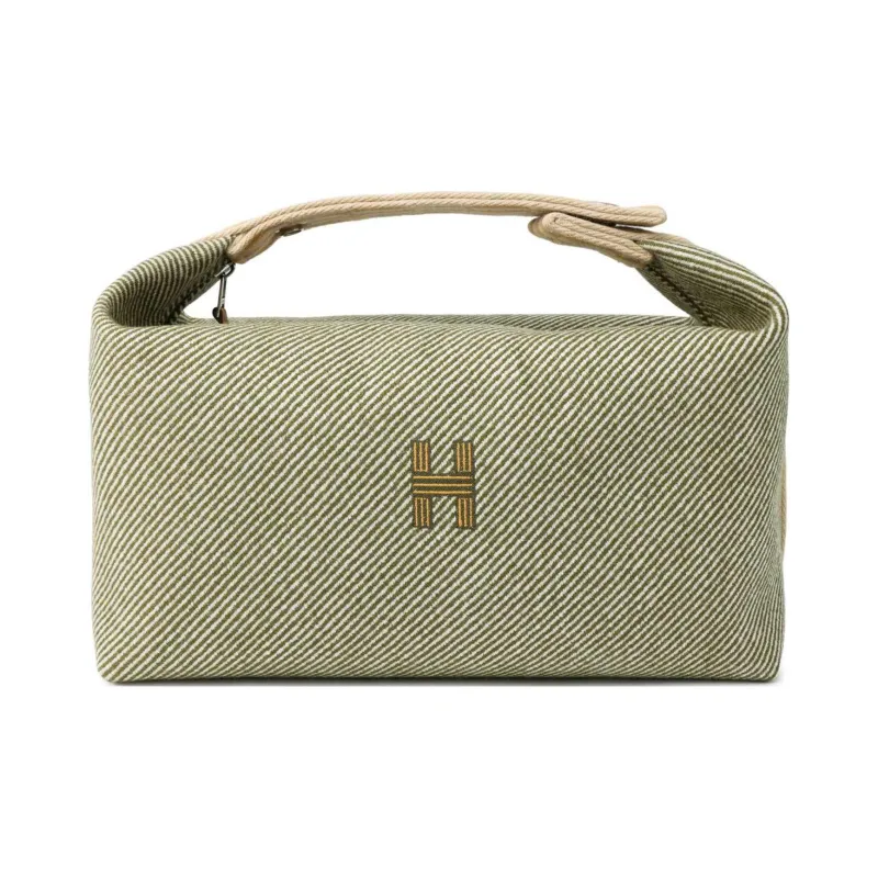 HERMES Bride a Brac Cotton Storage Bag, Toiletry Bag Large Size Unisex Forest Green-0