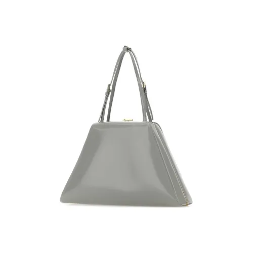 PRADA Leather Shoulder Bag Women's Light Gray