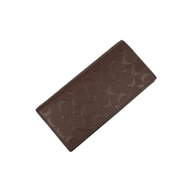 COACH Breast Pocket Cow Leather Wallet Women's Brown-2