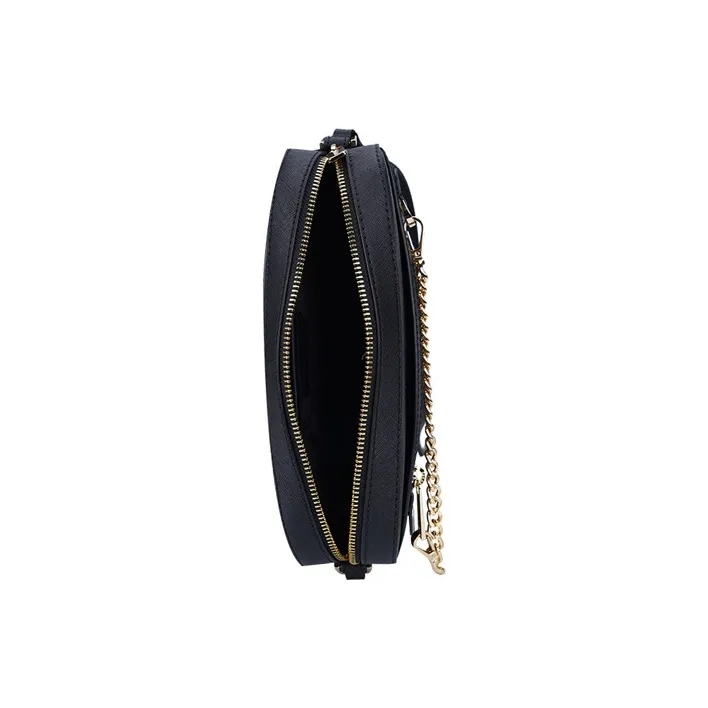 Michael Kors Jet Set Large Zip Chain Crossbody Bag Shoulder Black Leather Gold-6