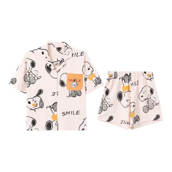 Sleep Students' Dormitory Home Pajama Set Women's White Summer