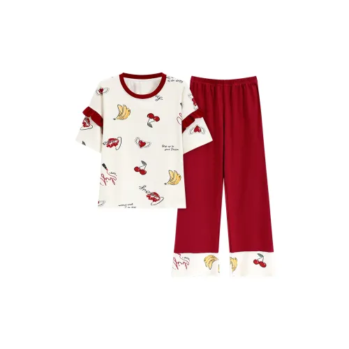Pretty Lady Pajama Set Women's Fruit Heart Print