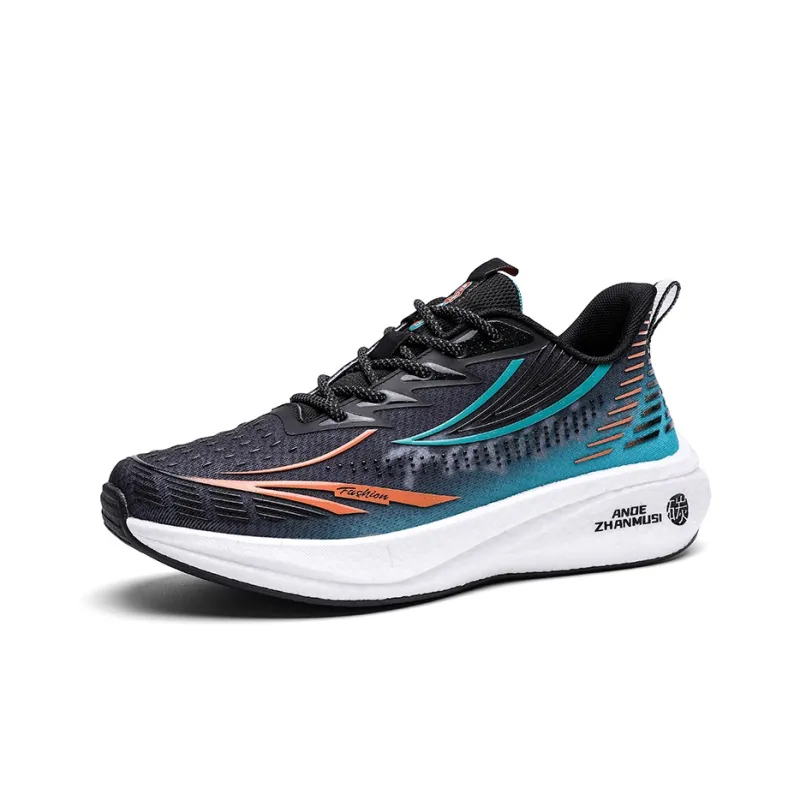 ANDEZHANMUSI Running Shoes Men Low Top Black Green-1