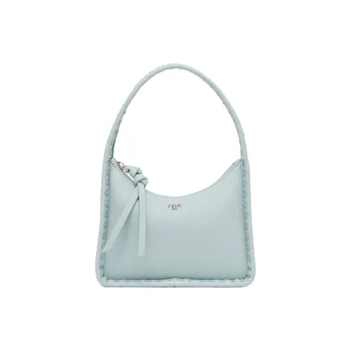 FENDI Calfskin Crescent Bag, Shoulder Bag, Handbag Mini Women's Light Blue