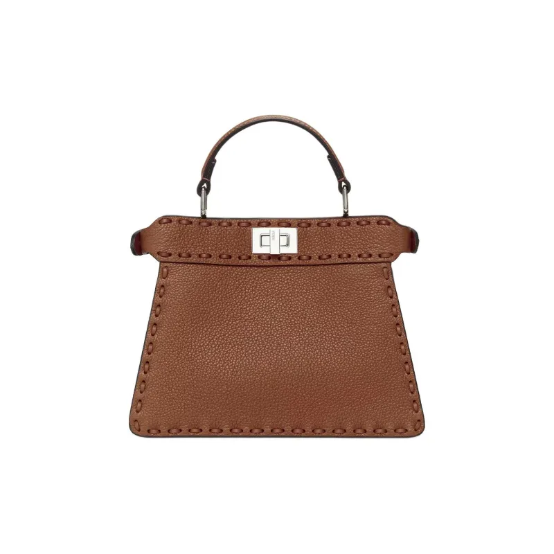 FENDI Peekaboo ISeeU Grained Calfskin One Shoulder Handbags Women's Brown-1