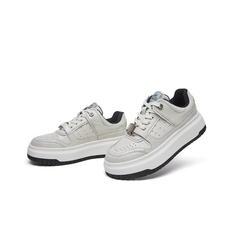 Suan Ba Hui Skateboard Shoes Women's Low Top Crackle White-2