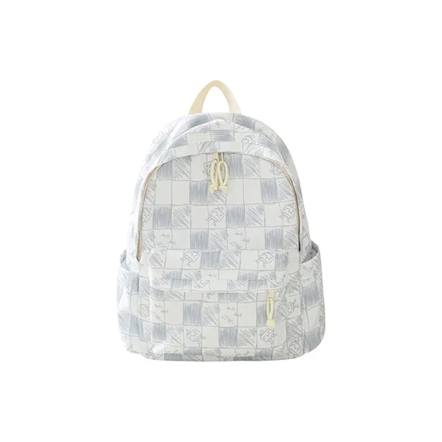 GKY Polyester Cotton Fabric Backpack Regular Unisex Gray/Blue/Coffee/Black-1