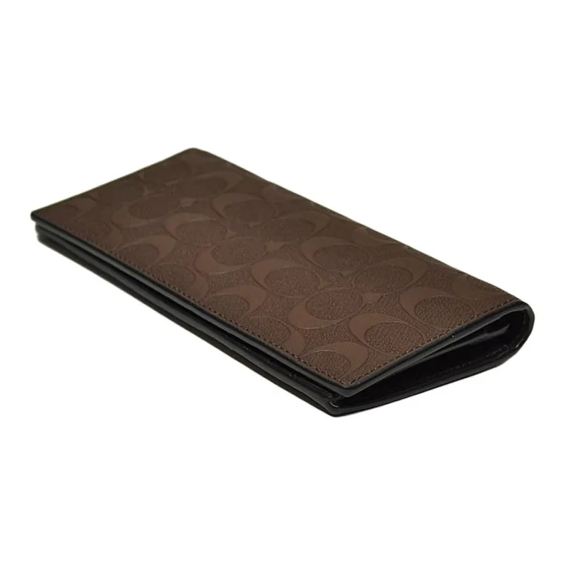 COACH Breast Pocket Cow Leather Wallet Women's Brown-5
