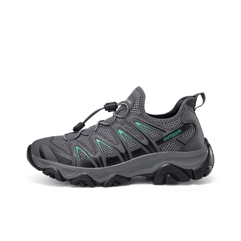 GESENLANG Slip Resistant Breathable Impact Resistant Lightweight Low Top Outdoor Shoes Men's Dark Gray-0