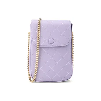 HONGU Cow Leather Cell Phone Pouch Shoulder Bag Women's Light Purple/Pitch Black/Ecru/Avocado Green