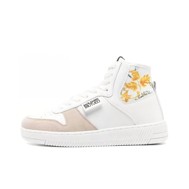 VERSACE JEANS High Top Skateboard Shoes Women's White Pink-0