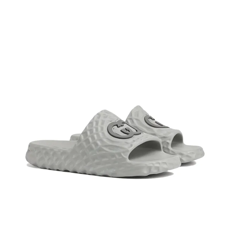 GUCCI Slide Sandal 'Interlocking G Grey Water Ripples'-2