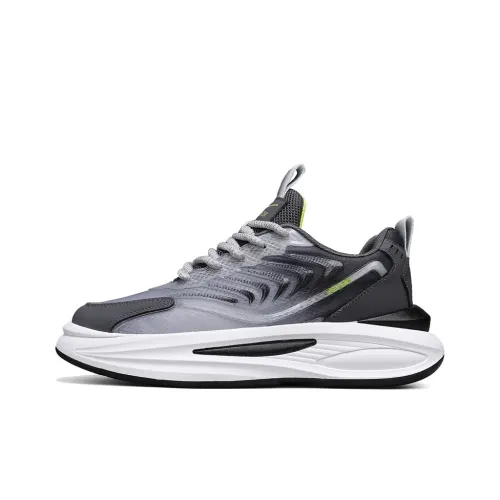 Warrior Cushioning Anti Slip And Wear Resistant Breathable Height Increasing Rebound Low Top Running Shoes Men's Gray