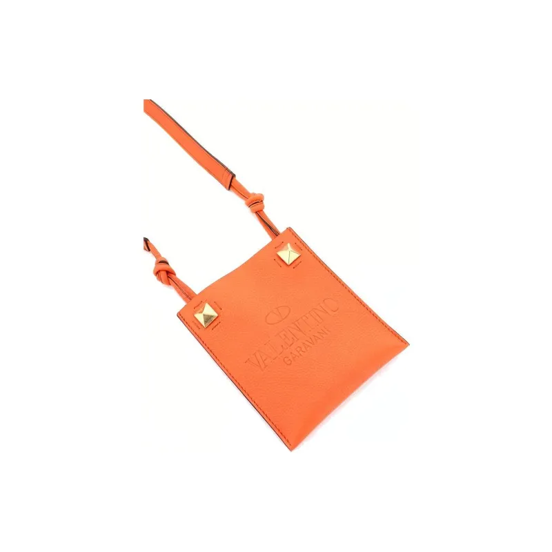 Valentino Leather Shoulder Bag Crossbody Bag Unisex Orange-1