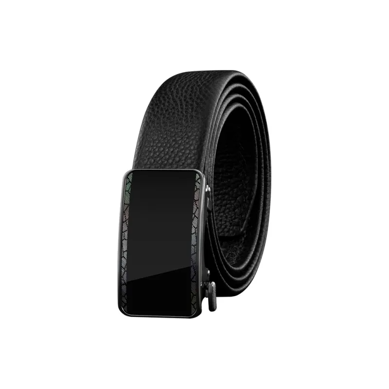 LUCKY LION Mirror Finish Youth Business Automatic Buckle Leather Belts Men's Width 3.5CM-1