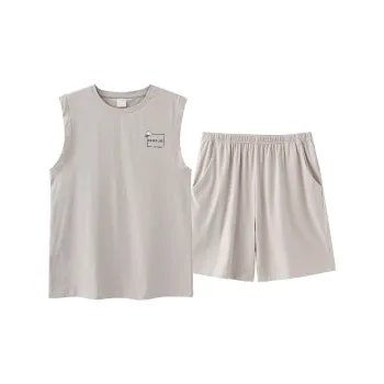 Qin Jing Pajama Set Men's Silver Gray