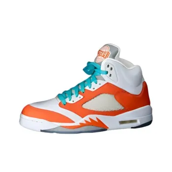 Jordan Air Jordan 5 Durable Breathable High Top Vintage Basketball Shoes Men's White Orange