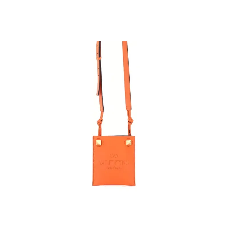 Valentino Leather Shoulder Bag Crossbody Bag Unisex Orange-0