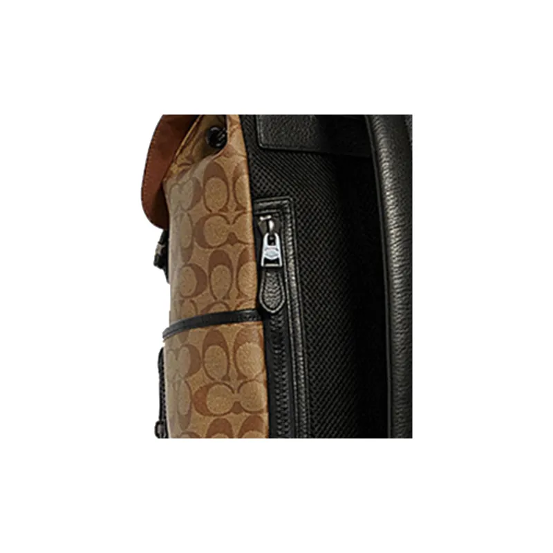 COACH Basquiat Collaboration Track Canvas Leather Backpack Medium Size Men's Black Brown Monogram-5