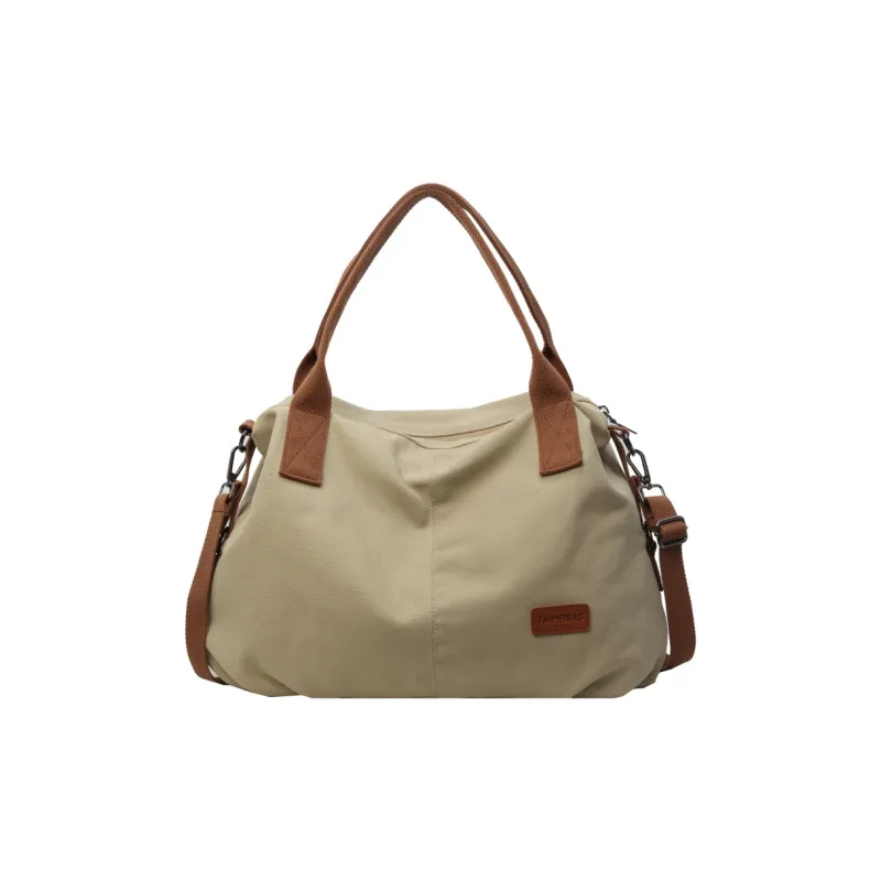 BALANG Fabric Tote Bag Shopping Bag Crossbody Bag Shoulder Bag Regular Women's Ecru Black Khaki-6