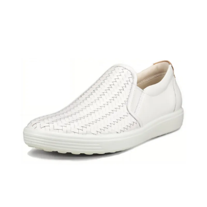 Ecco Soft 7 Slip Resistant Shock Absorbers Low Top Casual Single Shoes Women's White-1