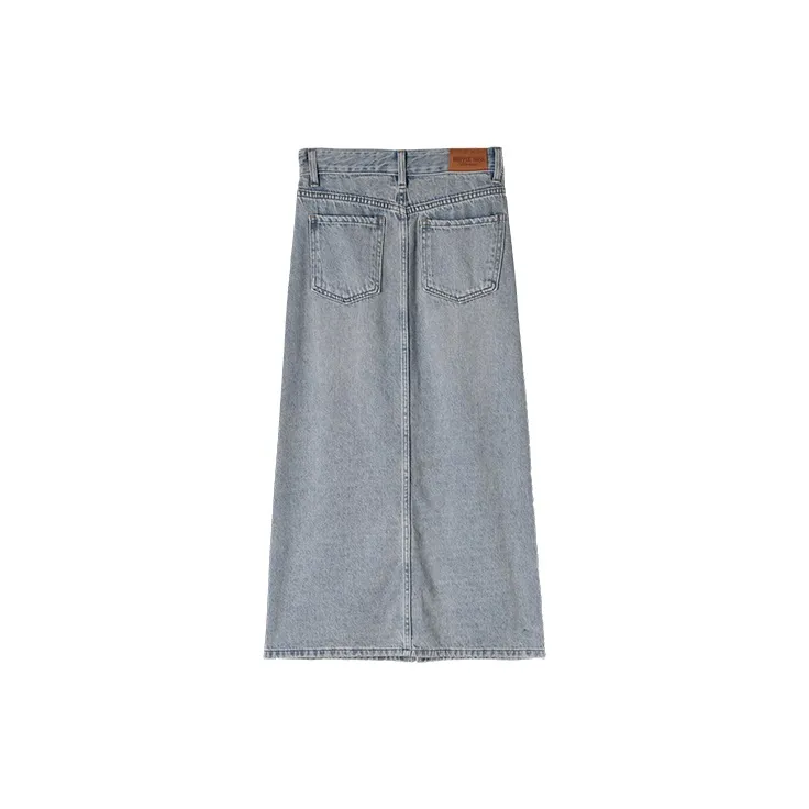 HIPPIEMISS Denim Long Skirts Women's Light Blue-1