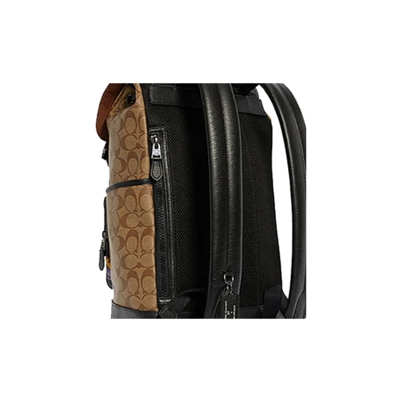 COACH Basquiat Collaboration Track Canvas Leather Backpack Medium Size Men's Black Brown Monogram-4