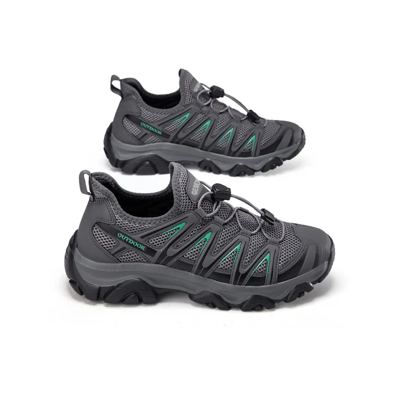 GESENLANG Slip Resistant Breathable Impact Resistant Lightweight Low Top Outdoor Shoes Men's Dark Gray-3