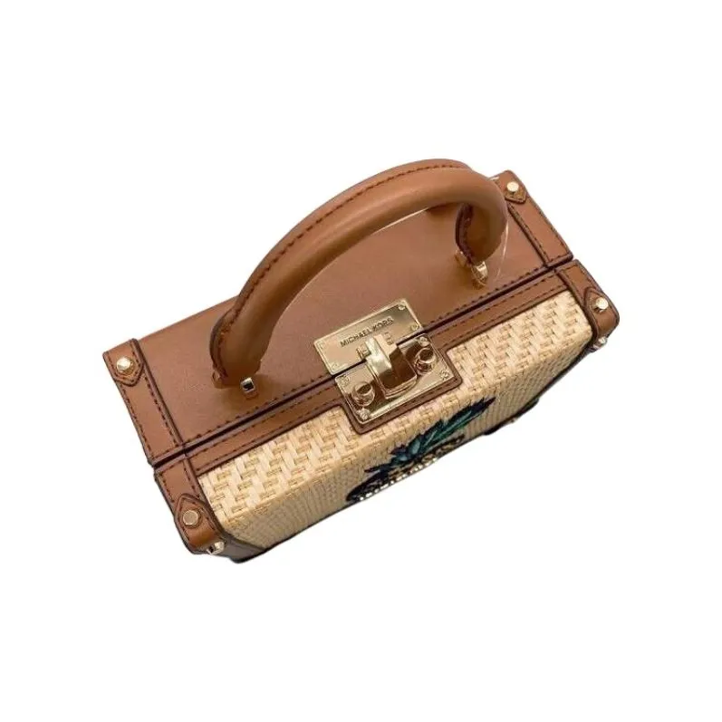 MICHAEL KORS Island Escape Leather Small Square Bag, Handbag, Shoulder Bag, Crossbody Bag Regular Women's Brown-5