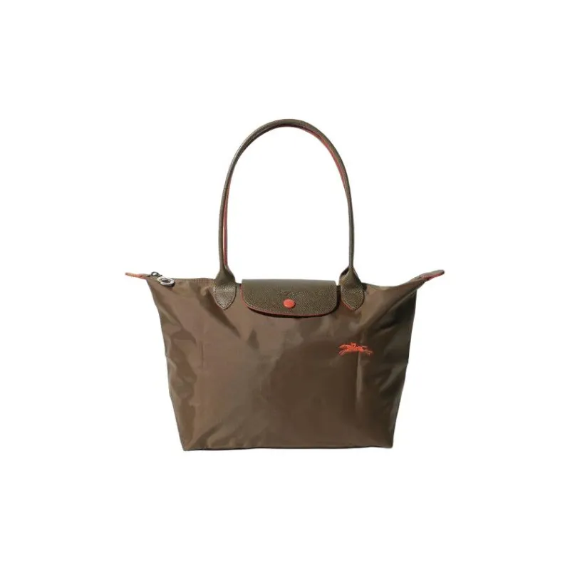 LONGCHAMP Le Pliage Leather With Nylon Tote Bag, Shopping Bag, Shoulder Bag Women's Dark Umber-1