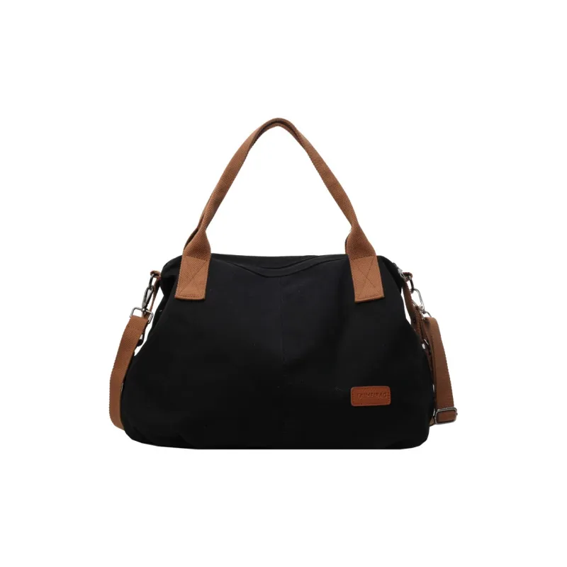 BALANG Fabric Tote Bag Shopping Bag Crossbody Bag Shoulder Bag Regular Women's Ecru Black Khaki-3