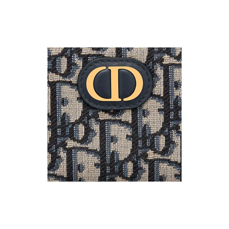 DIOR 30 Montaigne Fabric Coin Purse Card Holder, Wallet Trumpets Women's Blue-4