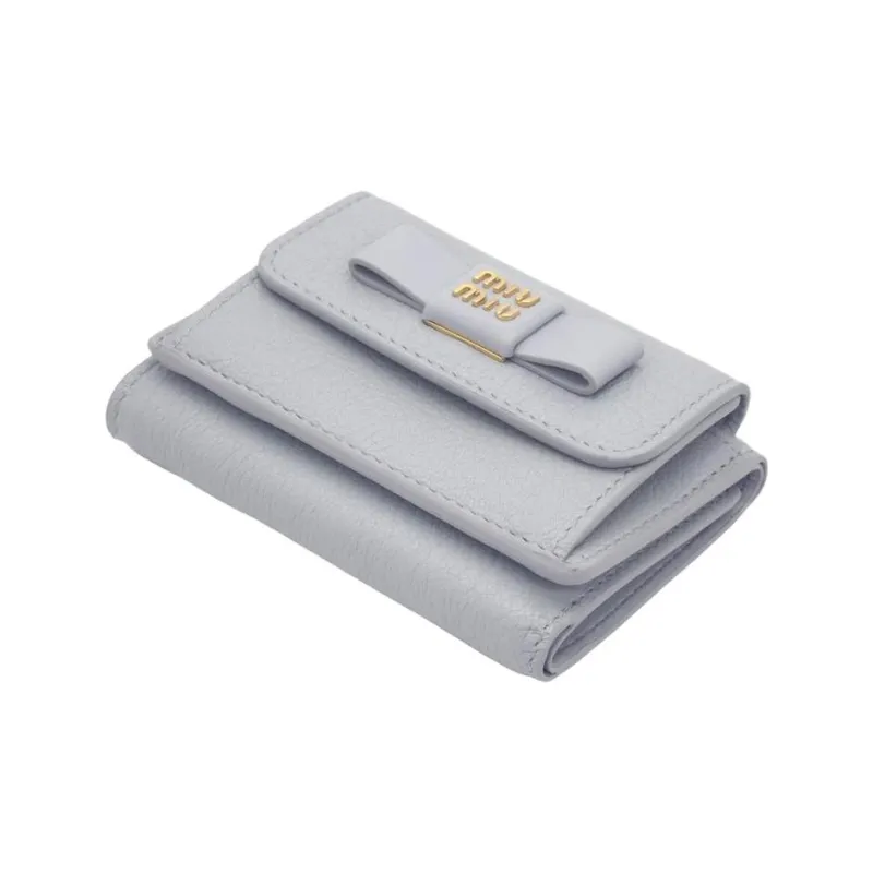 MIU MIU Leather Wallet Small Size Women's Light Blue-3